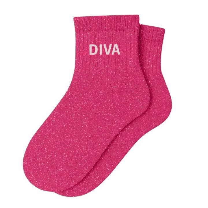 Chaussettes Diva Rose Fuchsia à Paillettes | Socks Story