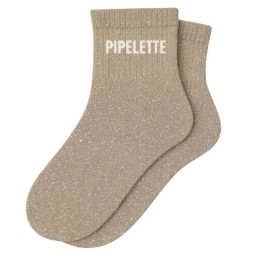 Chaussettes Pipelette Beige à Paillettes | Socks Story