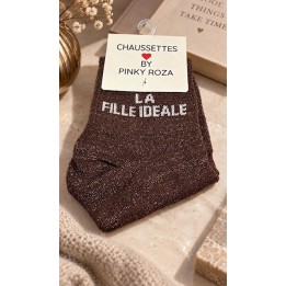 Chaussettes La Fille Idéale Marron à Paillettes | Socks Story