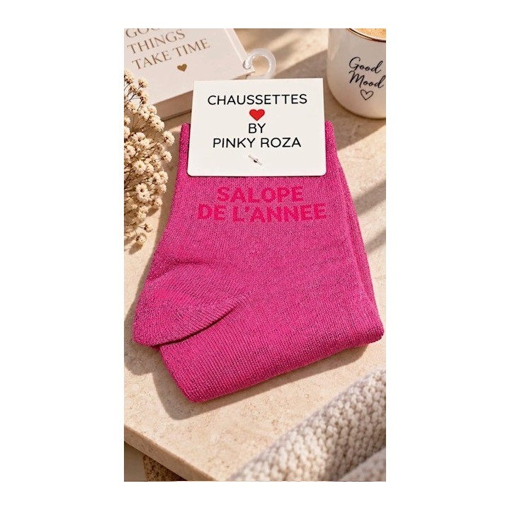 Chaussettes Salope de l’Année Roses à Paillettes | Socks Story