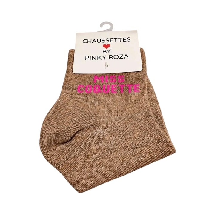 Chaussettes Miss Coquette Beige à Paillettes | Socks Story