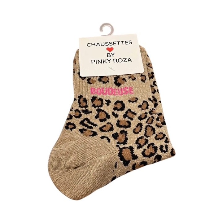 Chaussettes Badass Beige Doré à Paillettes | Socks Story