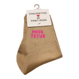 Chaussettes Miss Têtue Dorées à Paillettes | Socks Story