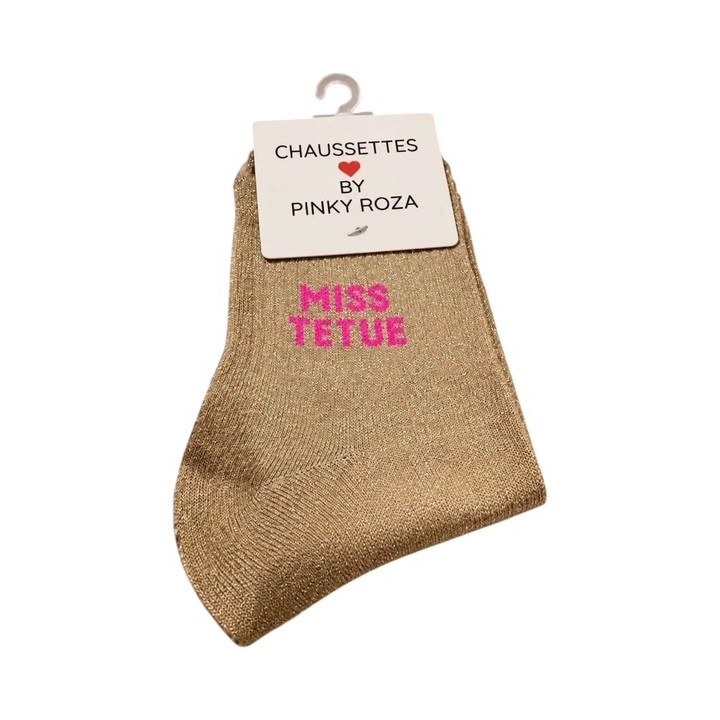 Chaussettes Miss Têtue Dorées à Paillettes | Socks Story