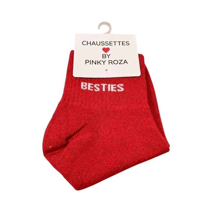 Chaussettes Besties Rouges à Paillettes Femme | Socks Story