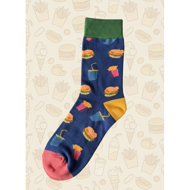 Chaussettes Burger Frites Fast-Food Fantaisie | Socks Story