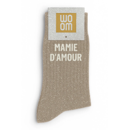 Chaussettes Mamie d’amour pailletées beiges | Socks Story