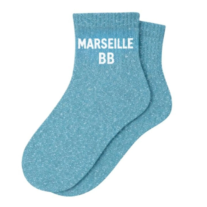 Chaussettes pailletées Marseille BB bleues | Socks Story